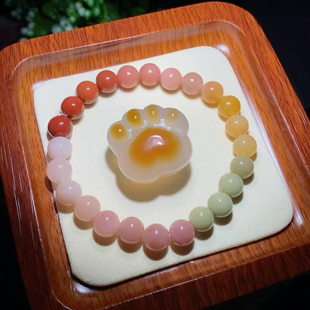 阿拉善溏心玛瑙焦糖猫爪吊坠手串手机挂个性小众饰品直播间挑选