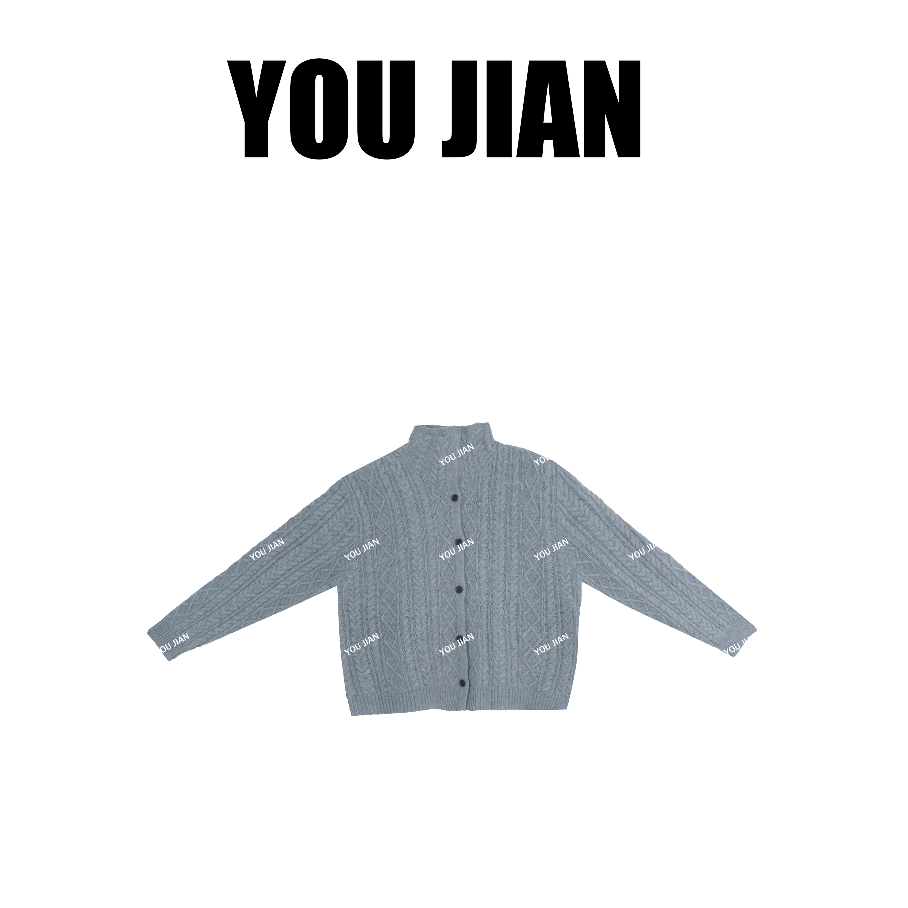 年轮交错～冬季新款小翻领排扣菱格麻花纹理针织开衫复古毛衣小资