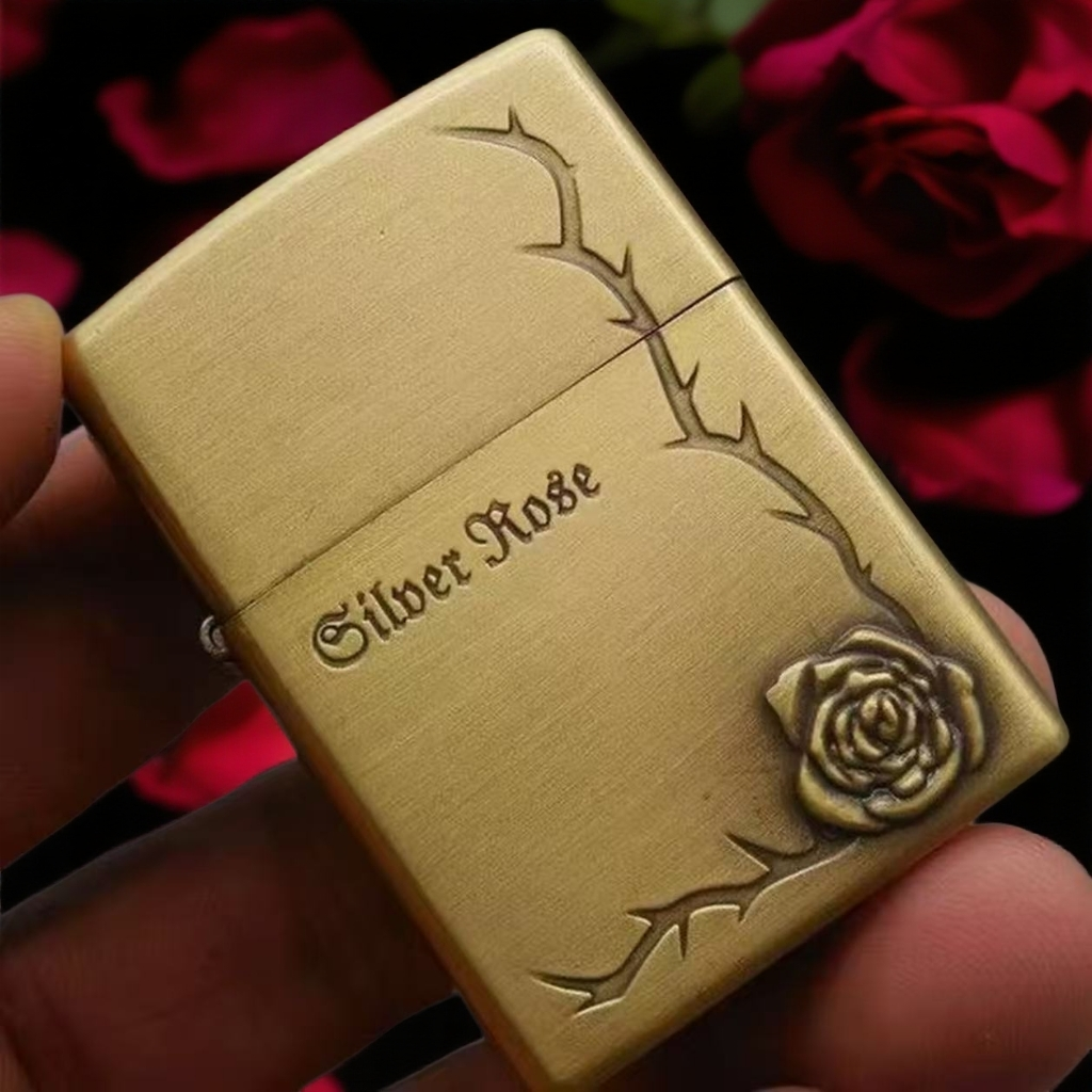 【右下玫瑰】铜色防风打火机