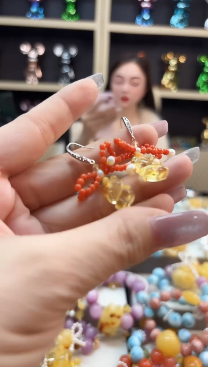 琥珀未镶嵌耳饰多样性发货一一一