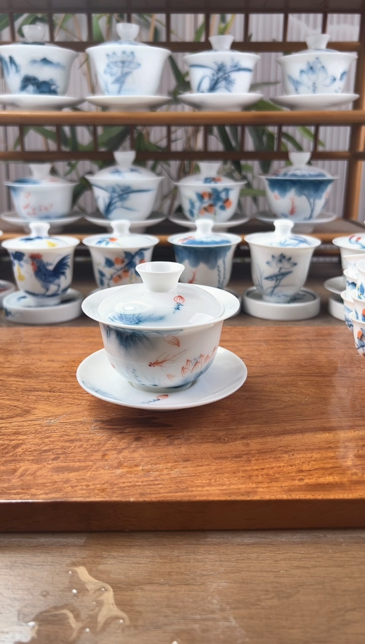 微瑕蓝莲130ml三才盖碗