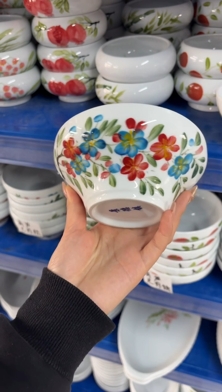 瓷片景德镇高温陶瓷食品级手绘釉中彩-葫芦碗