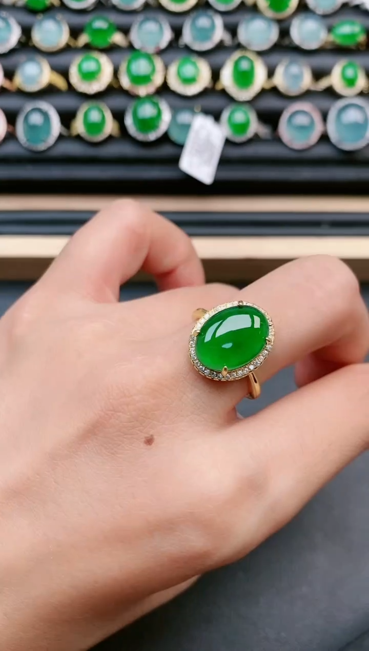 翡翠戒指银S925镶嵌111