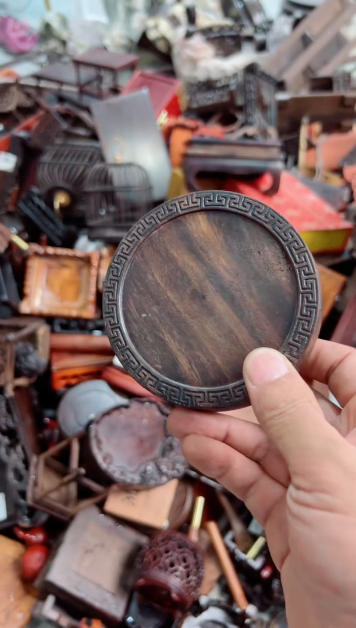 木57万字文底座花架摆件处理