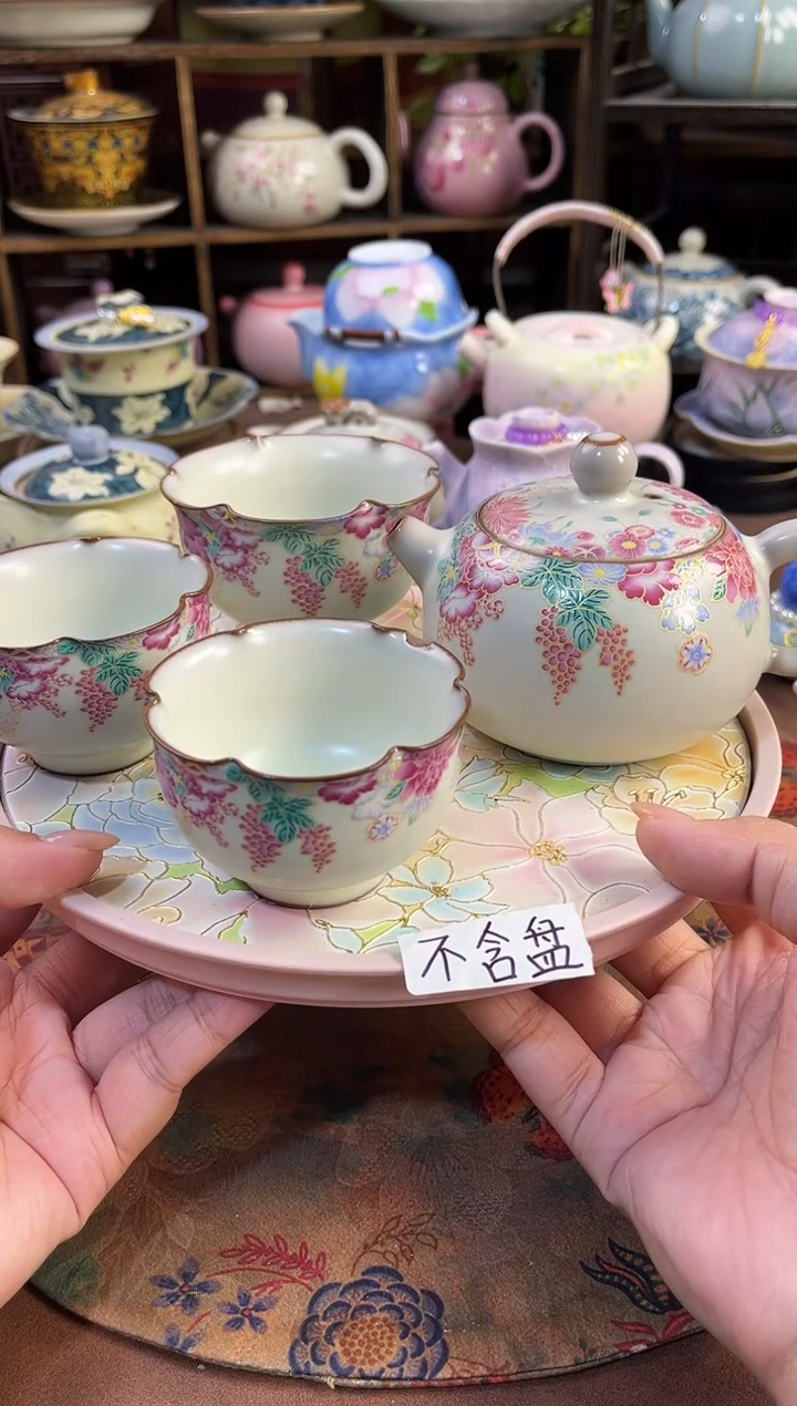 汝窑 猪油冻 1壶3杯 不含盘的