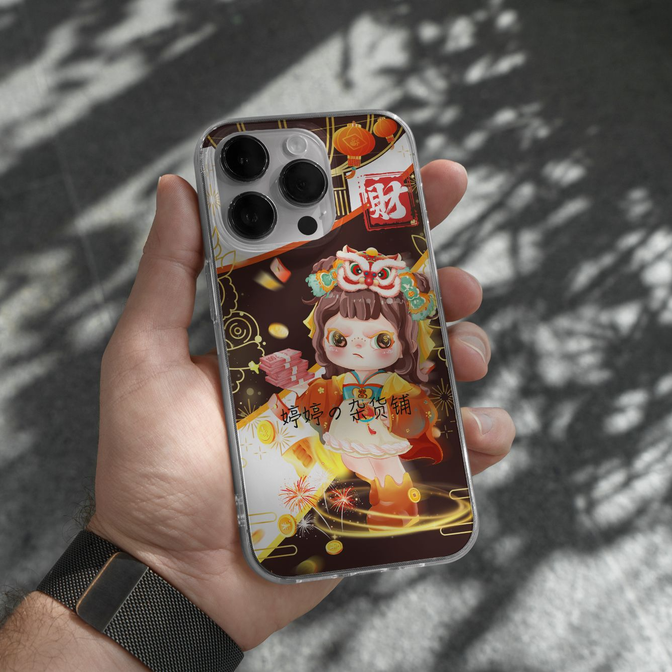 【为壳婷留】新年款表姐四方来财注塑imd创意防摔按键全包手机壳