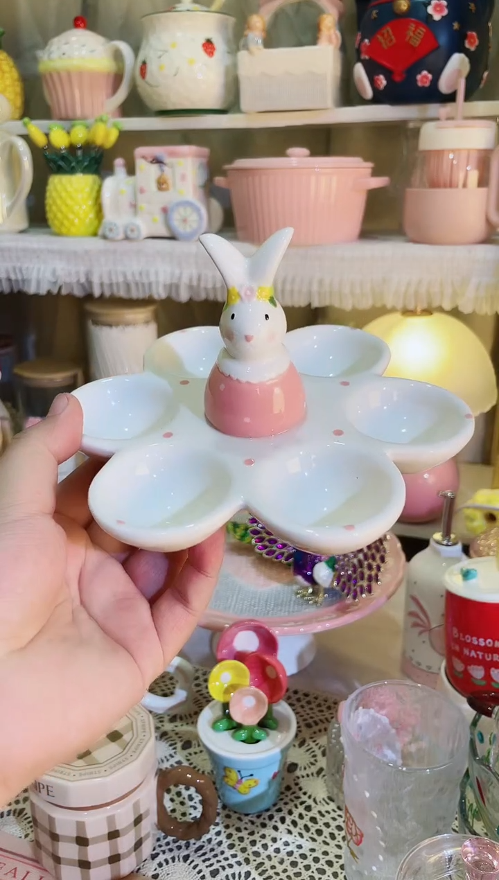 【闪购商品】瓷片精致生活需要的兔子蛋托