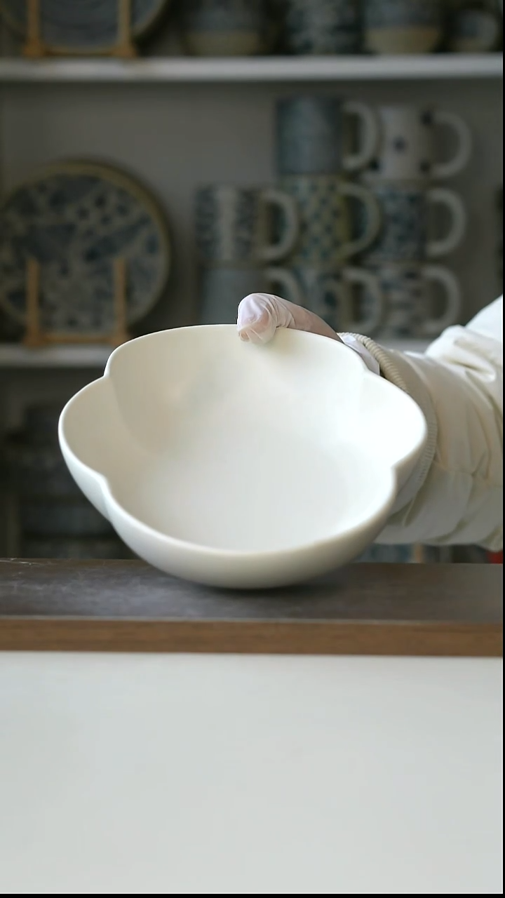 陶柔光白云朵盘26cm@4-2@微瑕