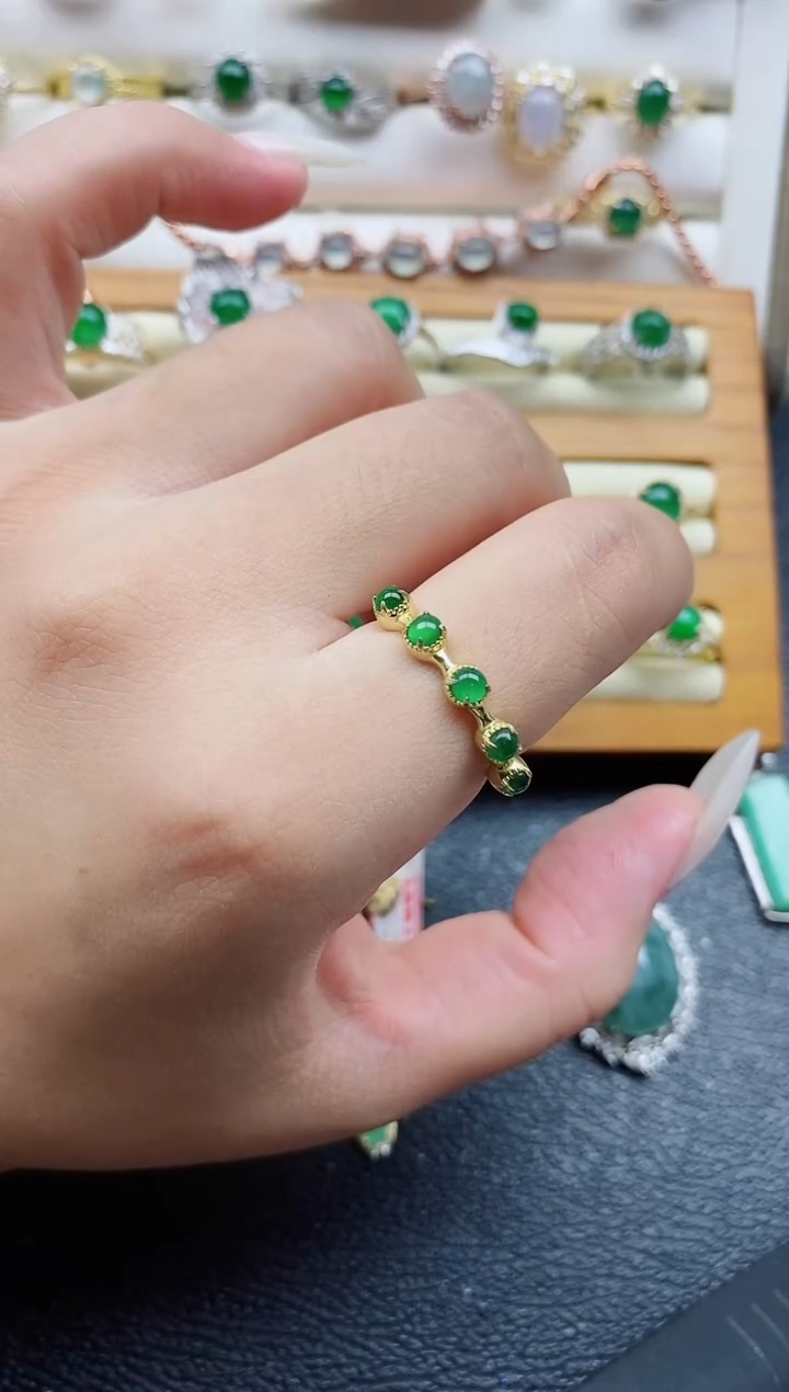 银S925镶嵌戒指翡翠1