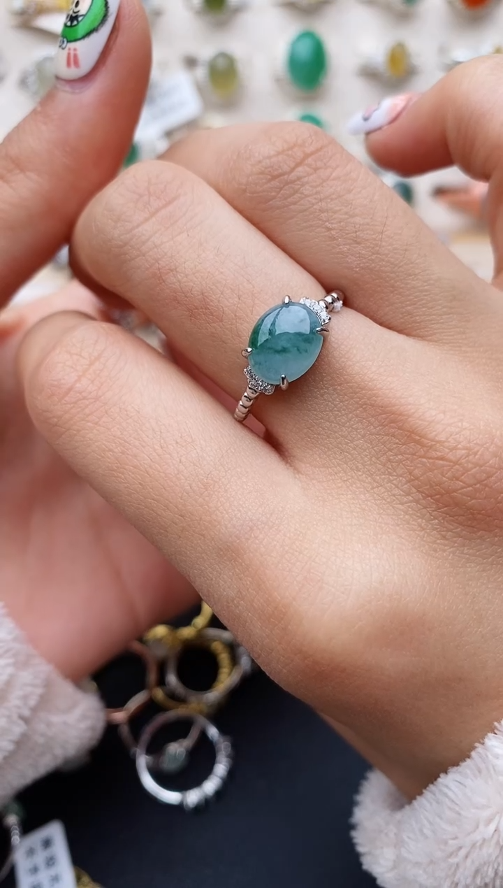 【闪购商品】翡翠戒指银S925镶嵌缅甸翡翠