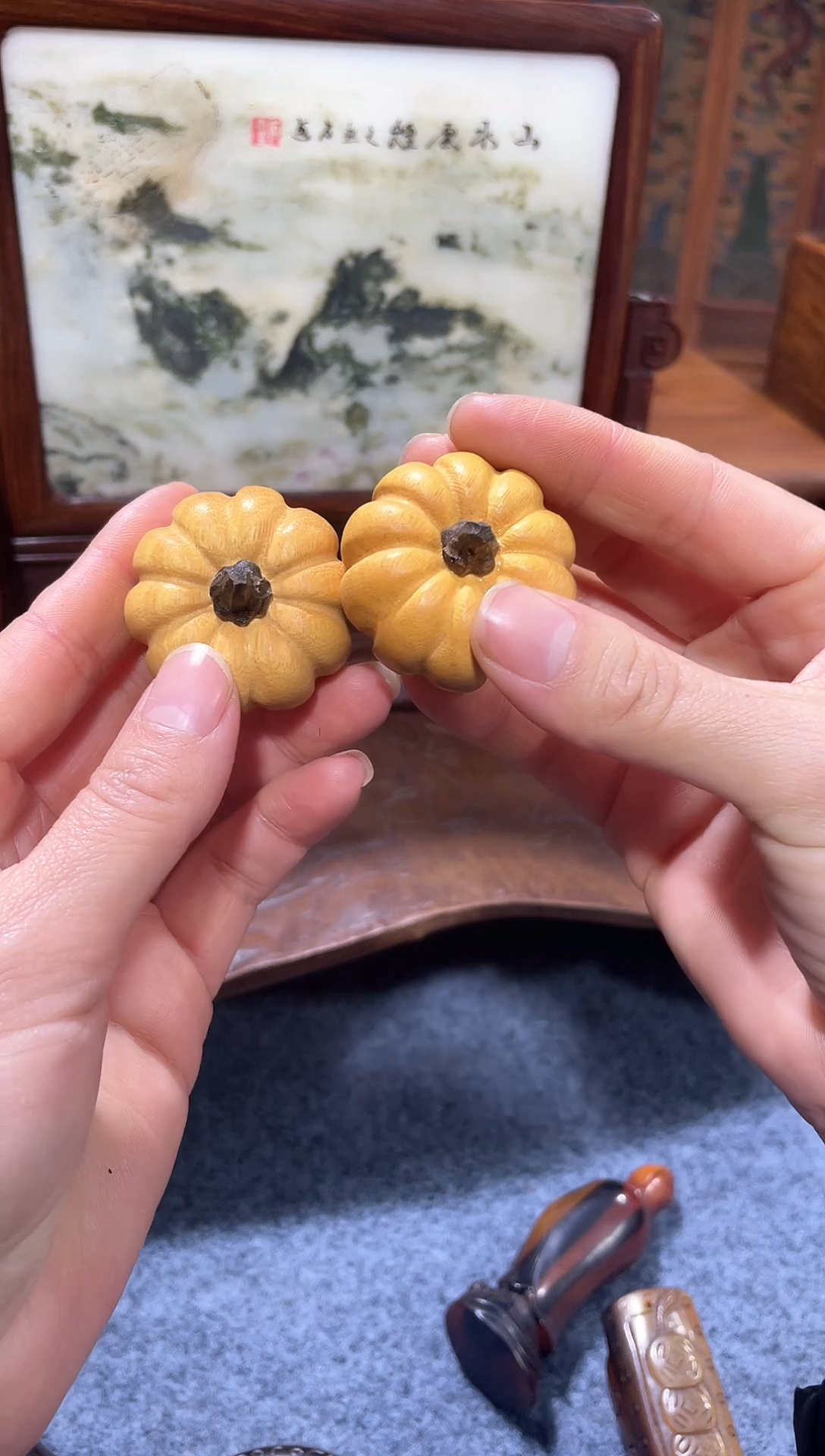 【闪购商品】木木雕老郑木器把件南瓜