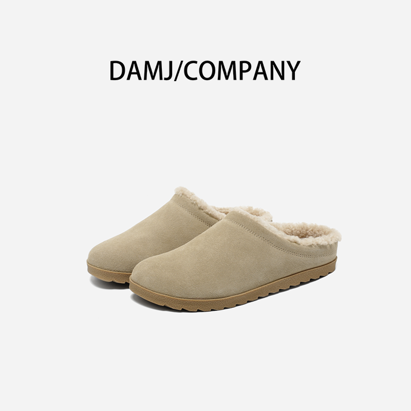 大棉家DAMJ秋冬新款勃肯毛毛保暖羊皮毛一体外穿小土豆包头穆勒拖