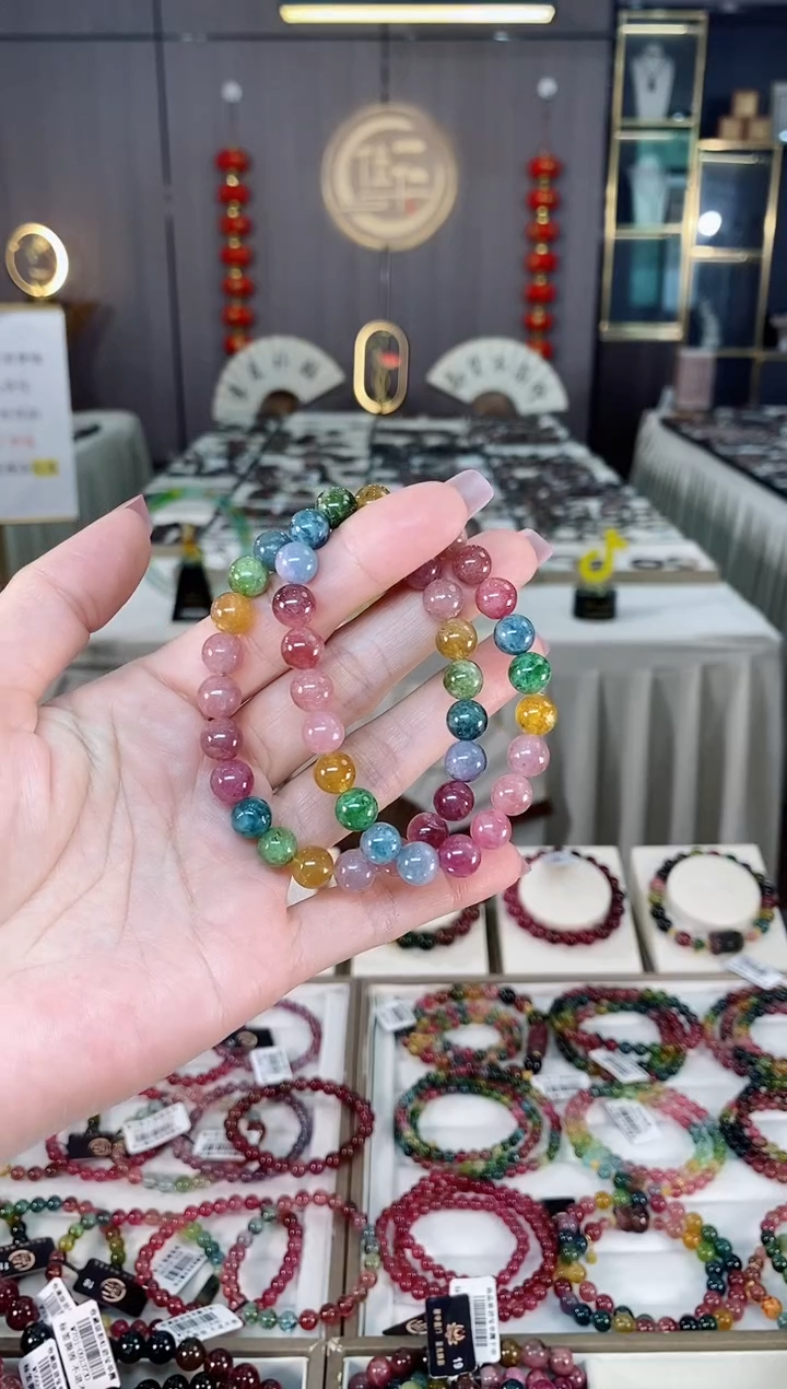 未镶嵌老矿碧玺彩虹单圈手串8mm+碧玺hon多样性发货一条