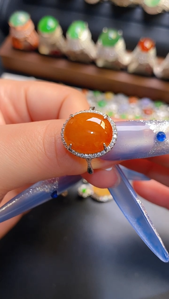 银S925镶嵌戒指翡翠天然