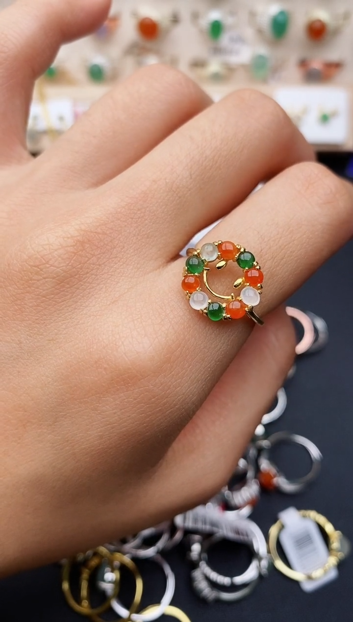 【闪购商品】翡翠戒指银S925镶嵌缅甸翡翠