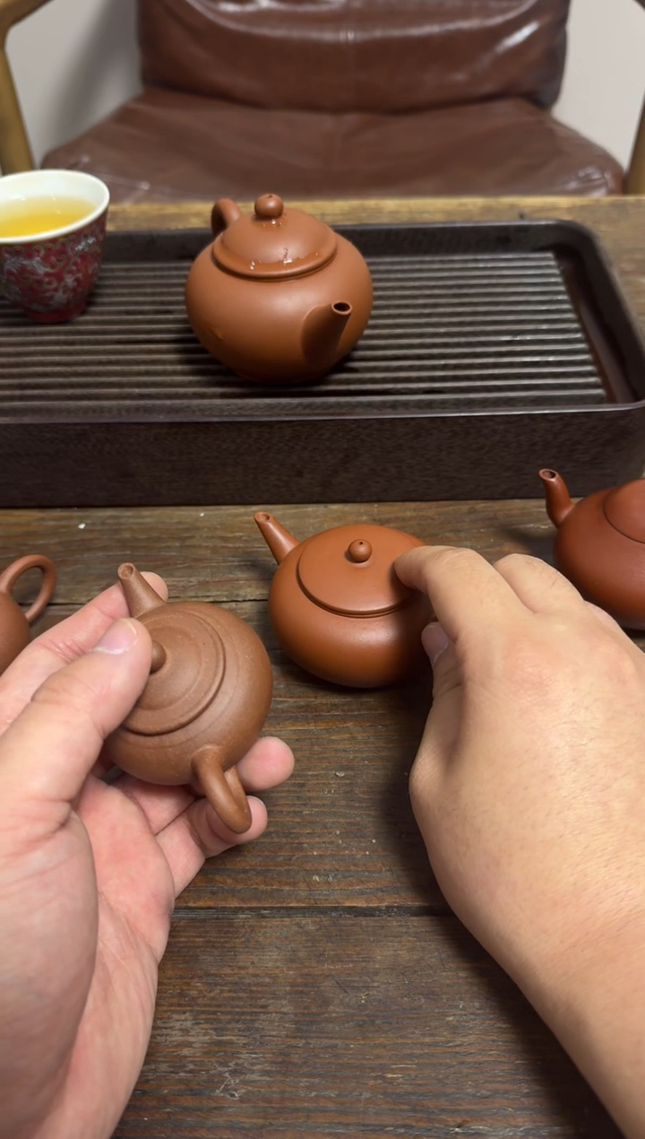 茶壶紫砂曹*德平盖红泥水平壶90CC