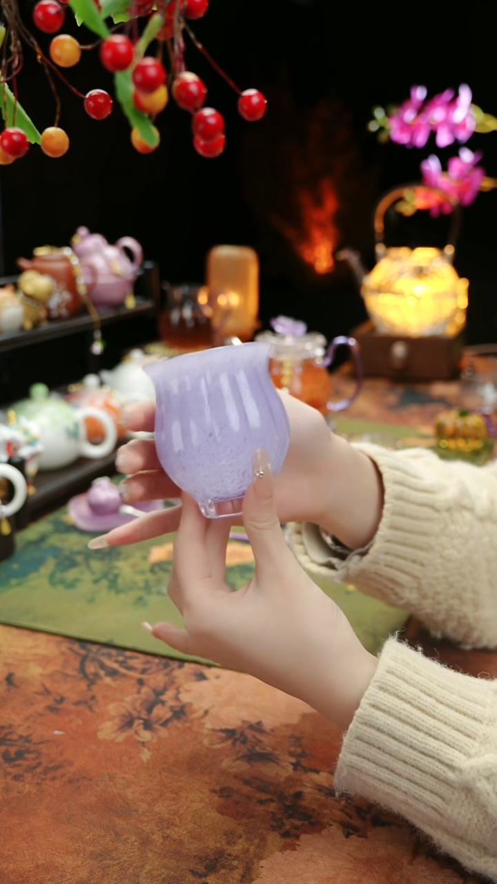 【闪购商品】紫色水晶琉璃水仙杯110ccc