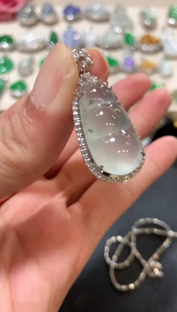 吊坠(不含链)18K金镶嵌翡翠z203  