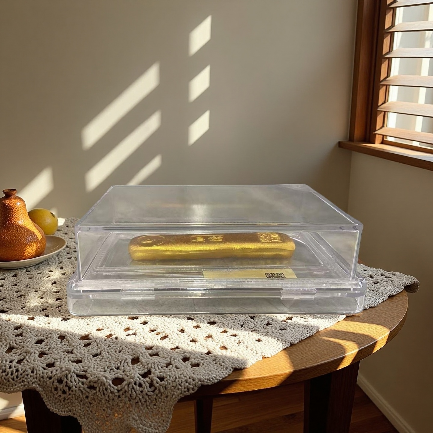 长条金色小黄鱼实心9999 水晶包装礼品盒G021