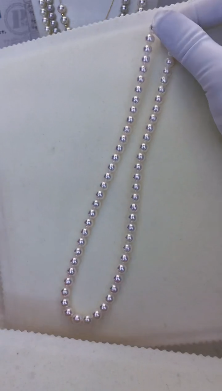银S925镶嵌海水珍珠饰品6-7满珠链·奶奶的脸