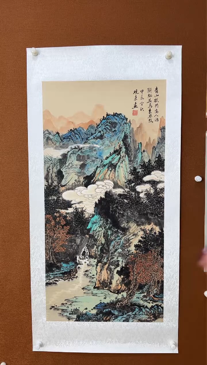 【闪购商品】国画青山欲共纯手绘无框