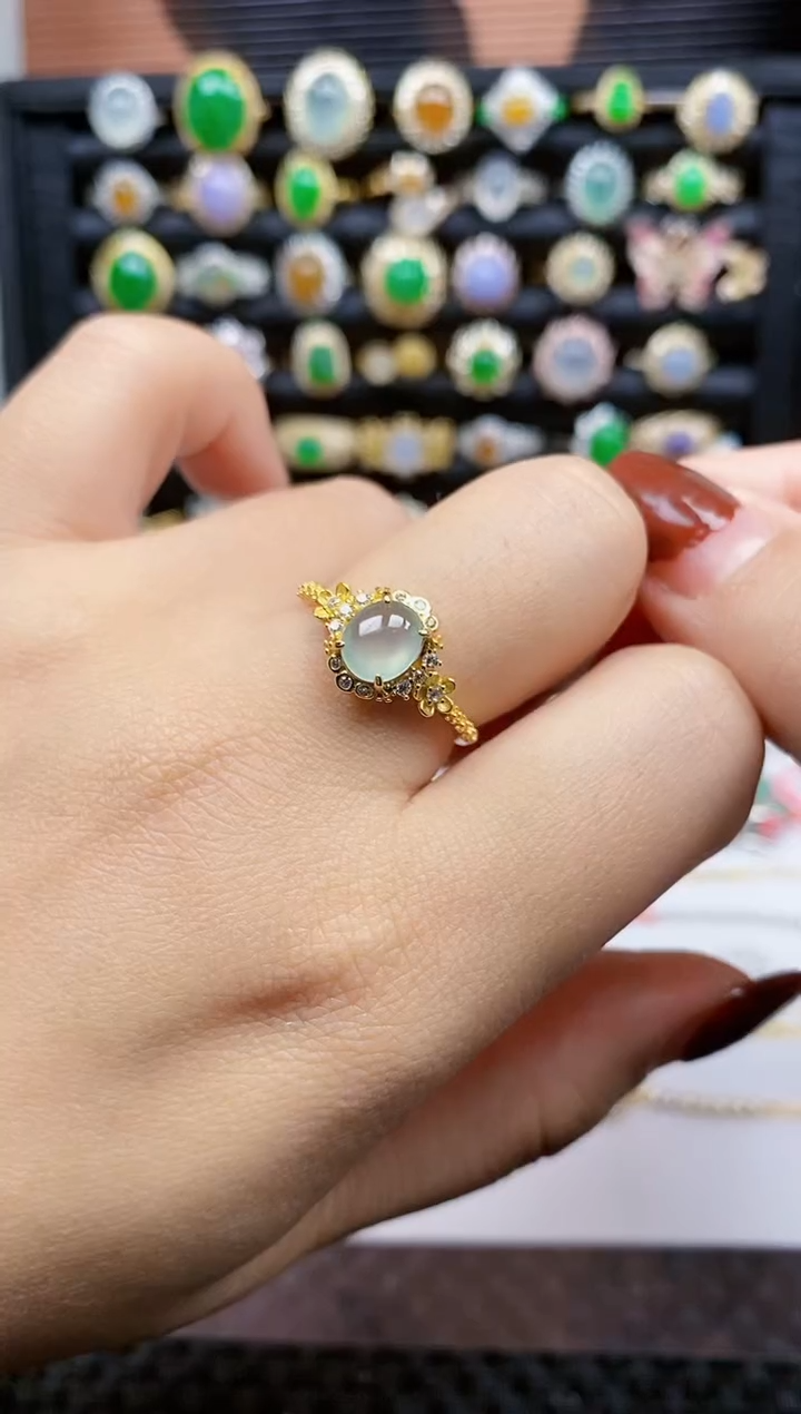 银S925镶嵌戒指翡翠468