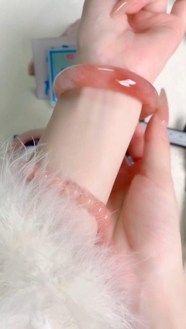 未镶嵌手镯石英质玉桃花酿152-圈口53.8-246