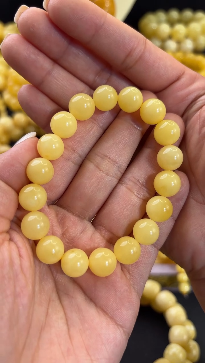 【闪购商品】蜜蜡手串未镶嵌10.5+经典款鸡油黄