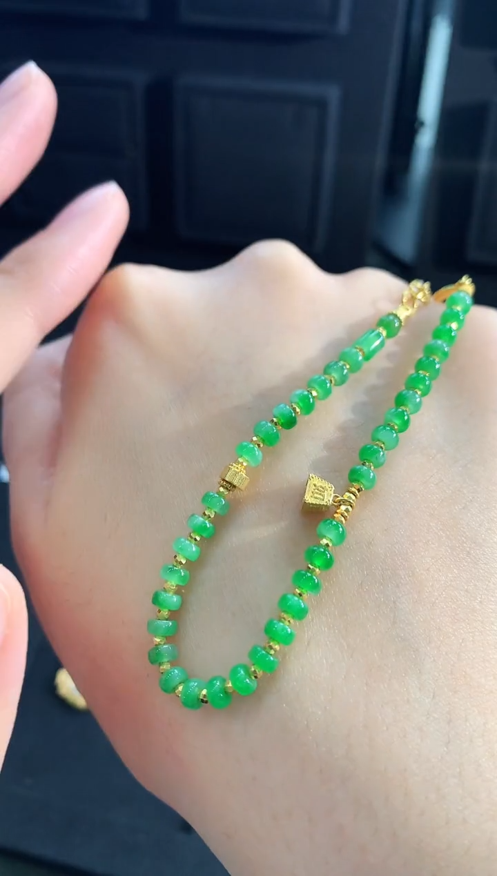 【闪购商品】翡翠手链18K金镶嵌手饰