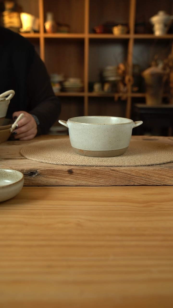 奶奶系列的双耳拼色泡面桶1个