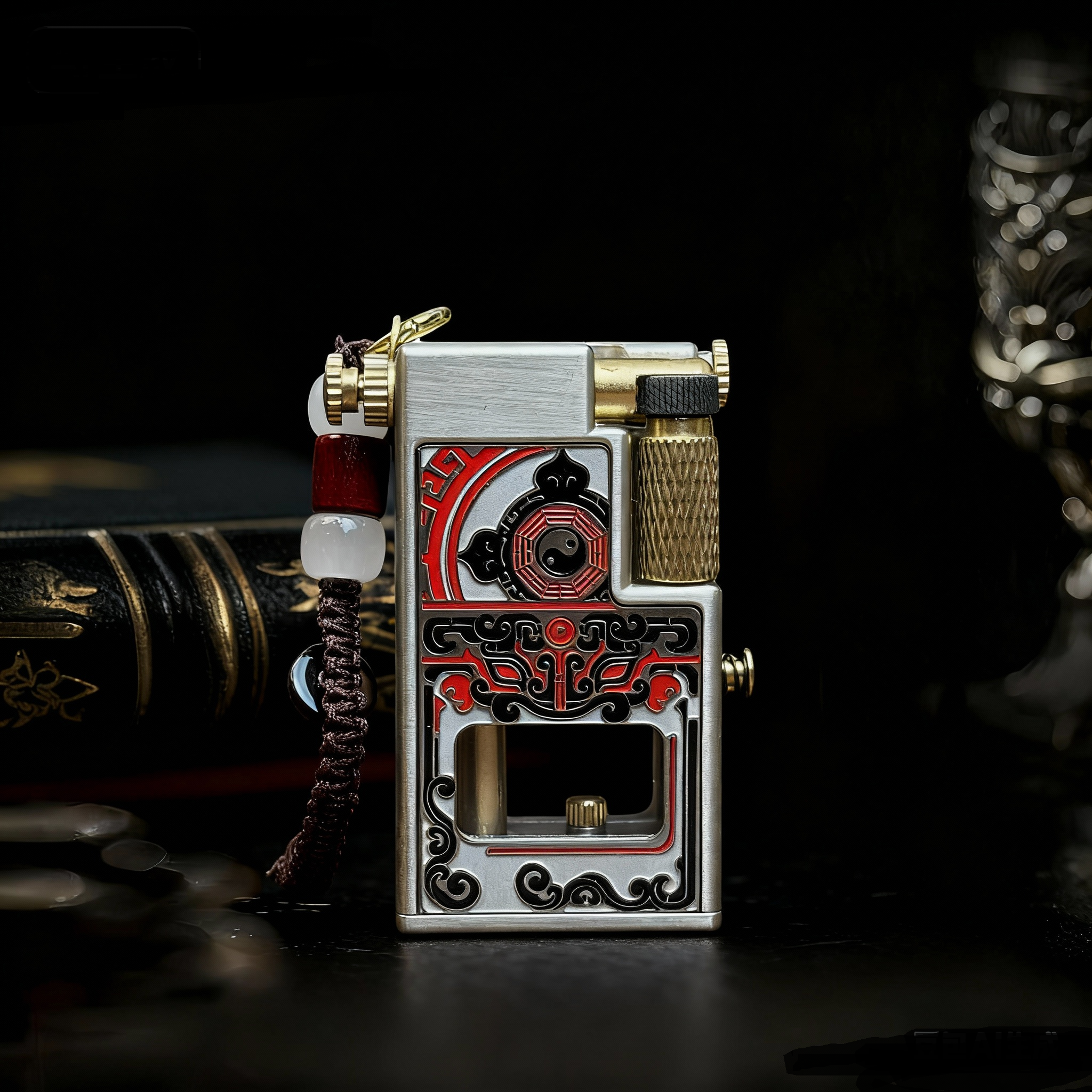 首领706复古一键按压透明双油仓高续航侧滑打火八卦设计