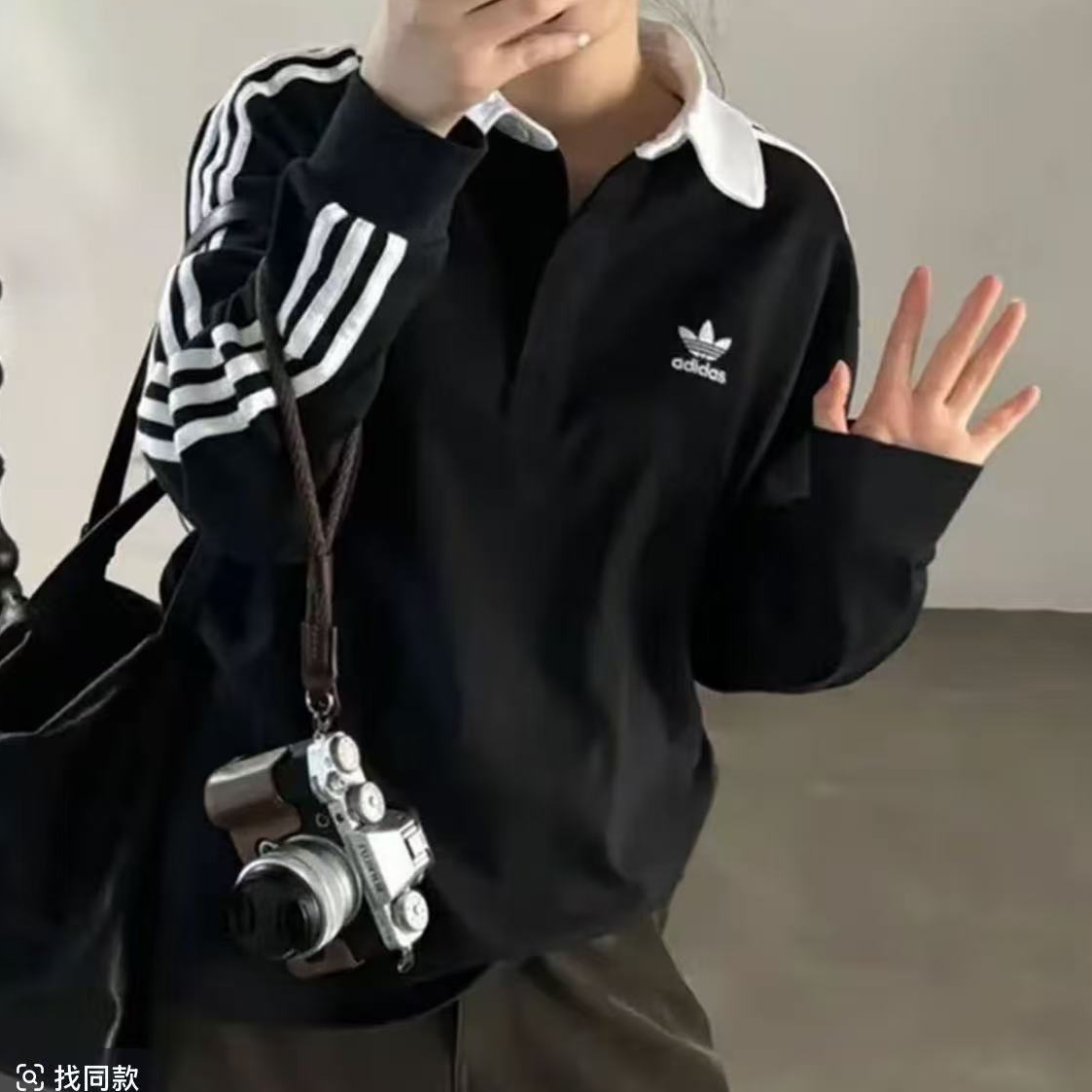 adidas/阿迪达斯男款 复古穿搭纯棉美式运动长袖POLO衫 IZ4806