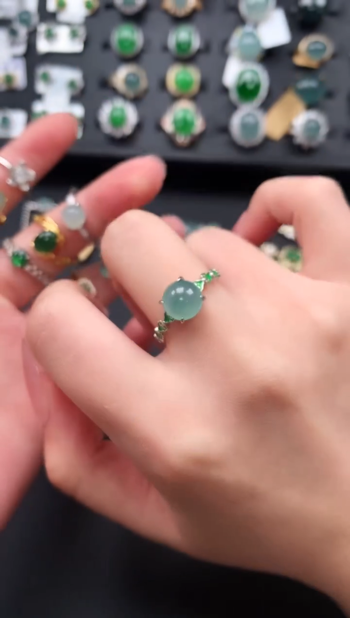 【闪购商品】翡翠戒指银S925镶嵌65141