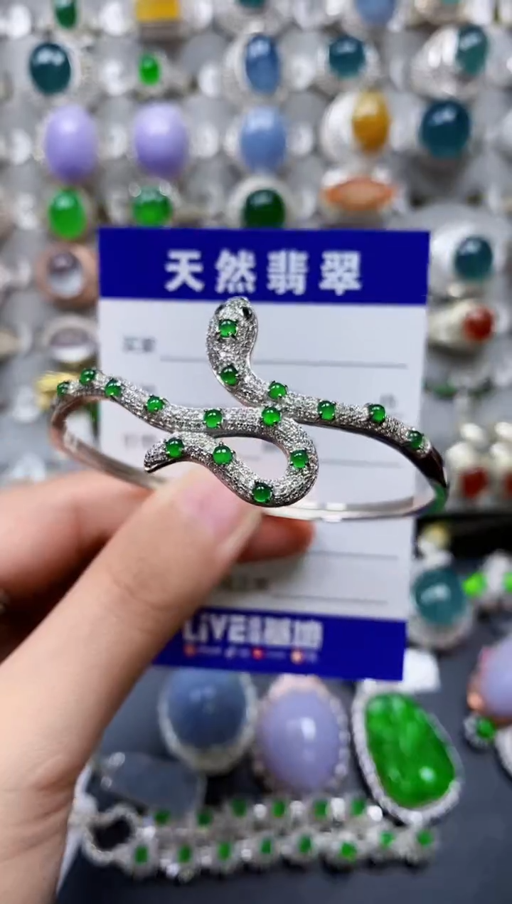 【闪购商品】翡翠手镯银S925镶嵌0180
