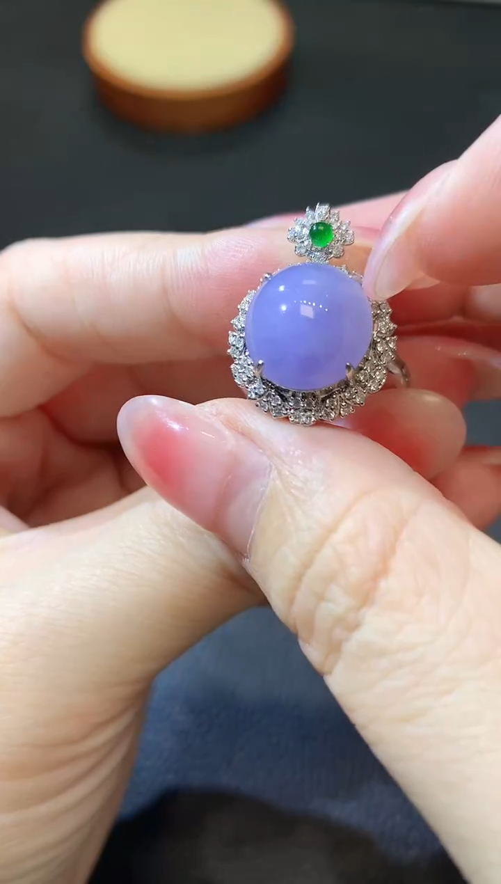 【闪购商品】翡翠戒指18K金镶嵌A25 紫货有一定色差