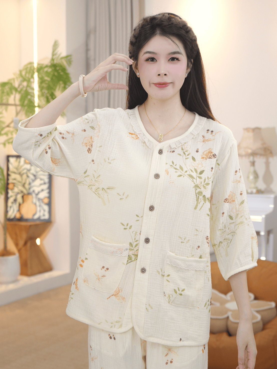 【纯棉时代】2025秋款女士舒适纯棉睡衣家居服薄款AYR