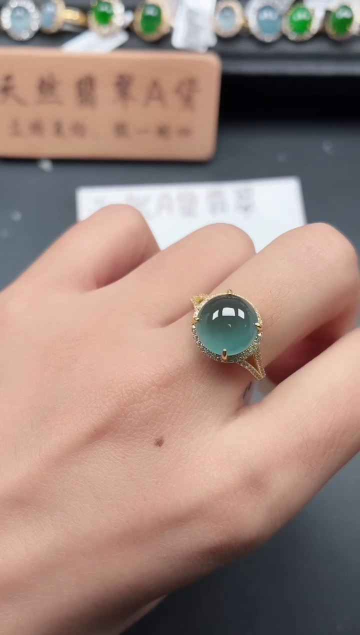 银S925镶嵌戒指翡翠11111