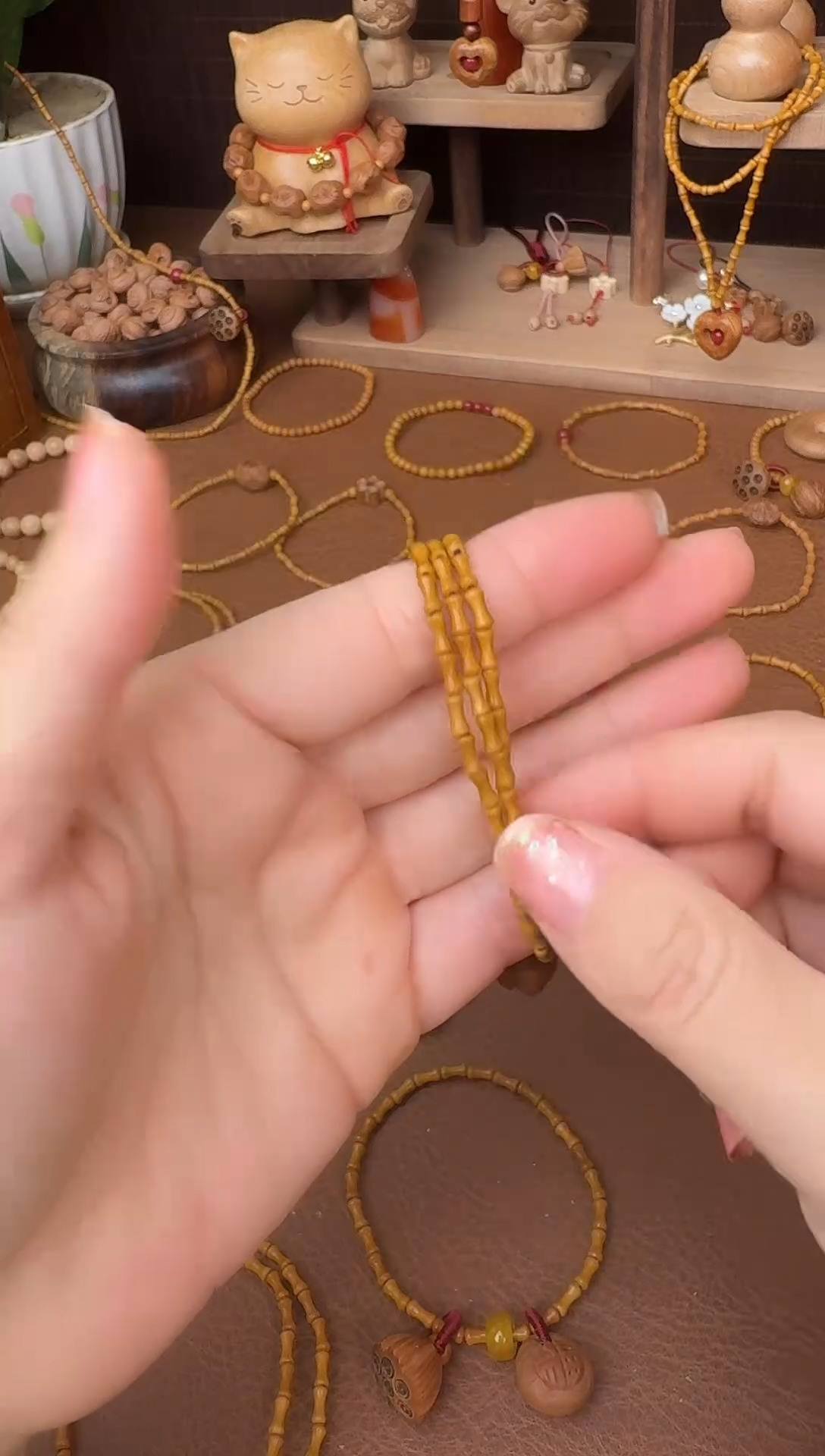 手串桃核三圈好运莲莲竹节跑环
