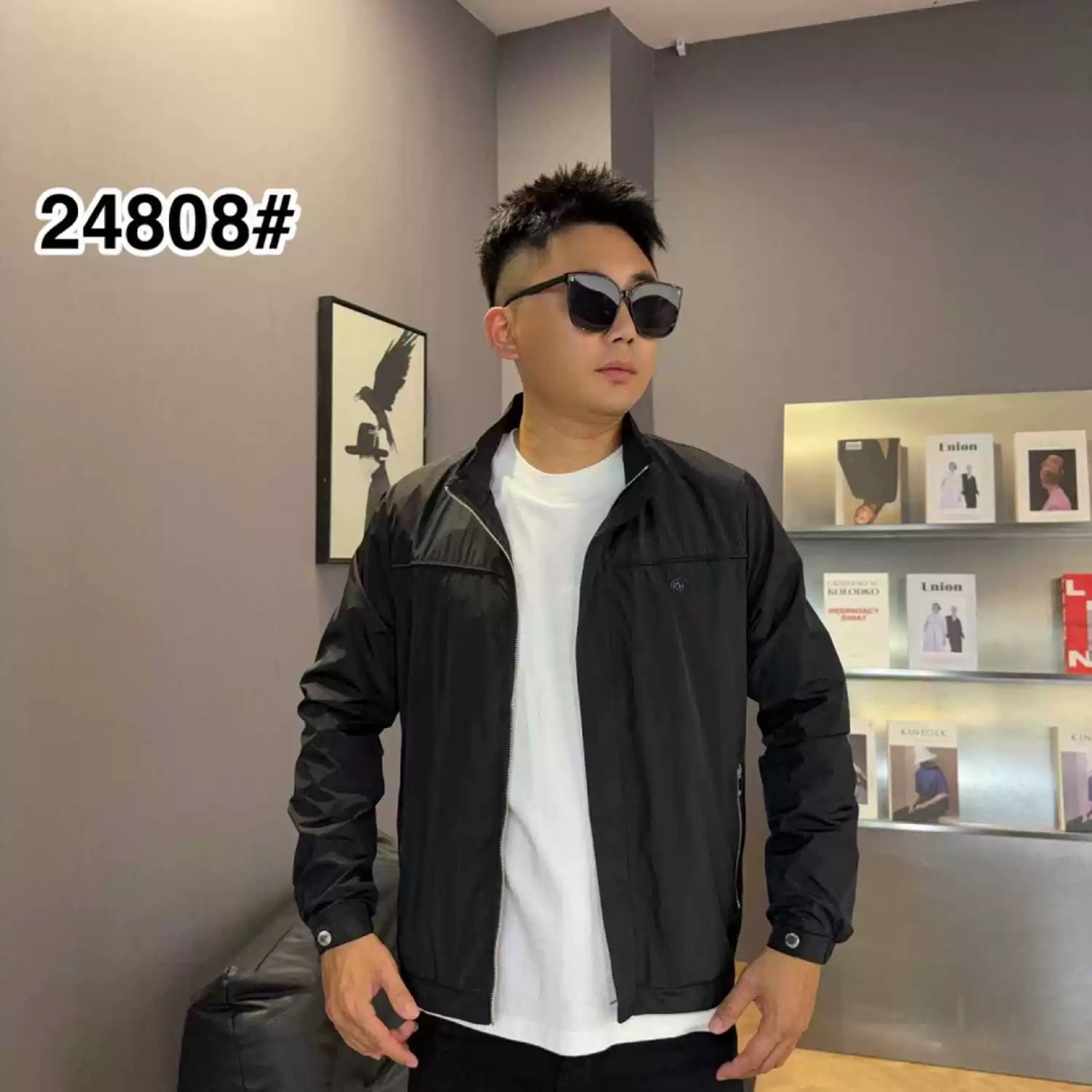 808「经典夹克」秋季男士夹克外套时尚百搭上衣立领黑色潮流外套