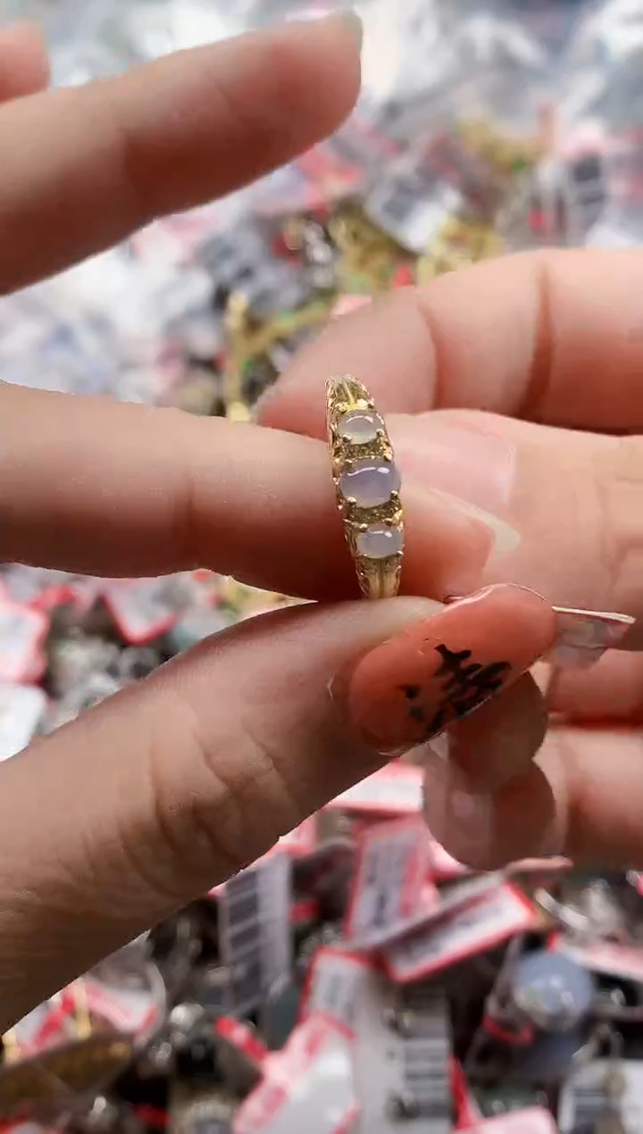 银S925镶嵌戒指翡翠天然A货缅甸翡翠