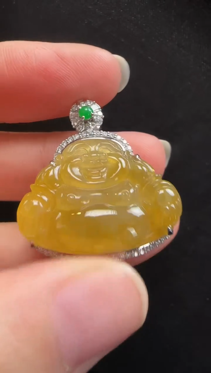 【闪购商品】翡翠颈饰18K金镶嵌950玉佛