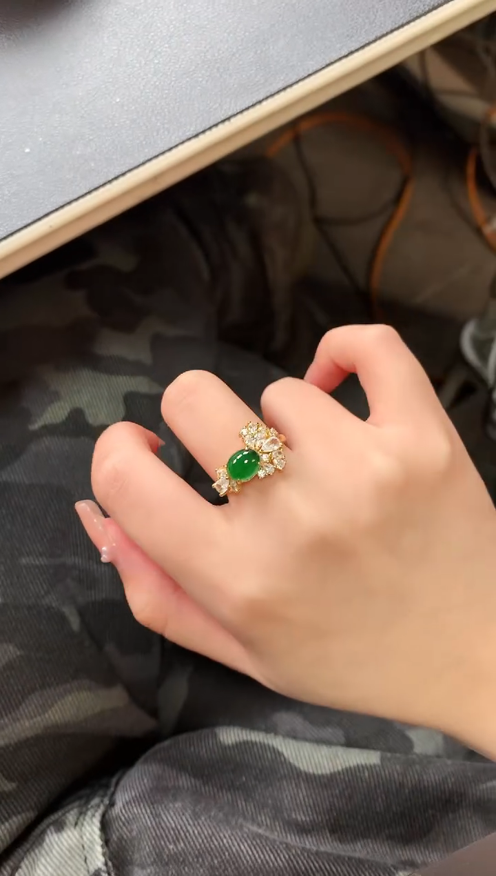 【闪购商品】翡翠戒指银S925镶嵌52141