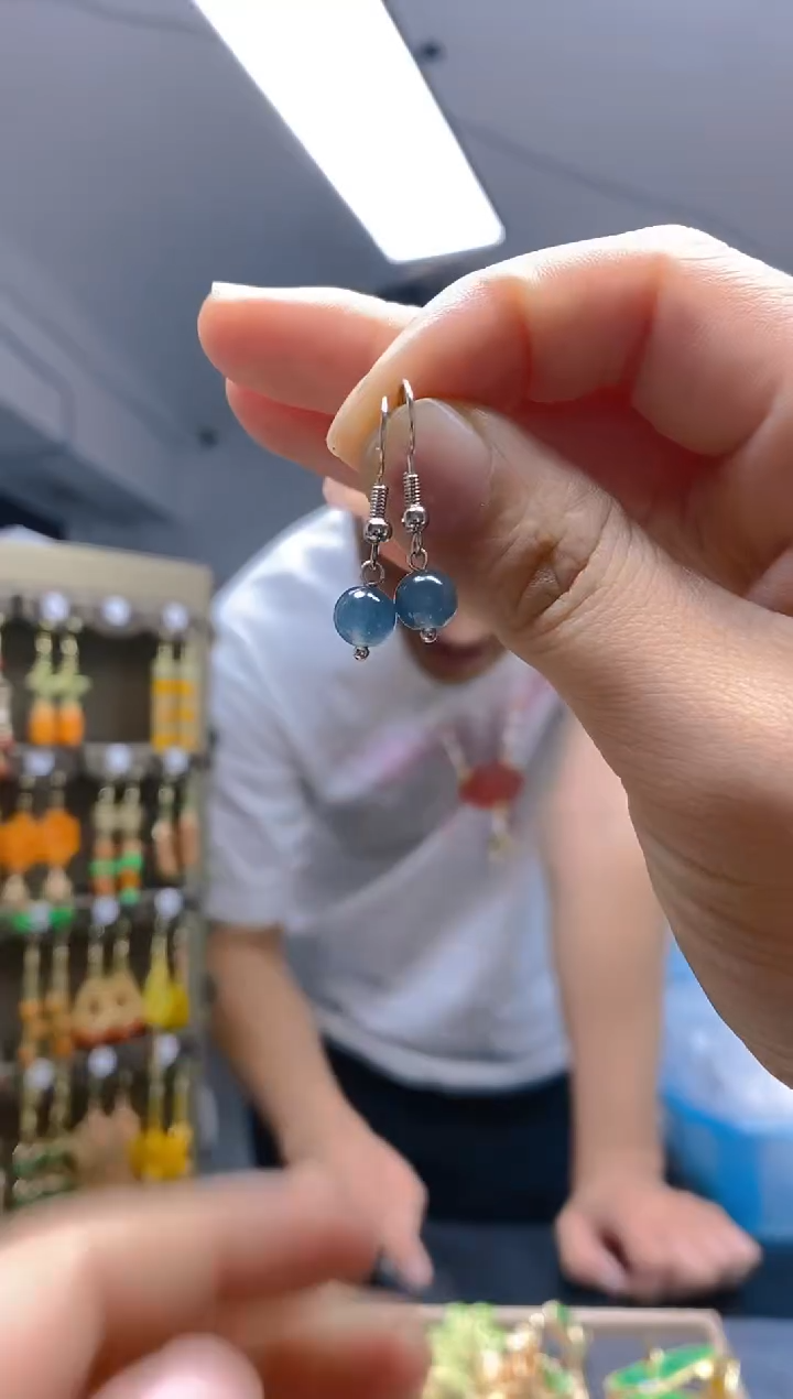 【闪购商品】翡翠耳饰银S925镶嵌383翡翠耳钩