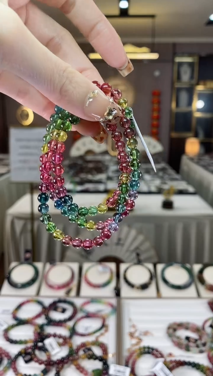 【闪购商品】碧玺收藏级三圈手串5mm+未镶嵌一物一证dan