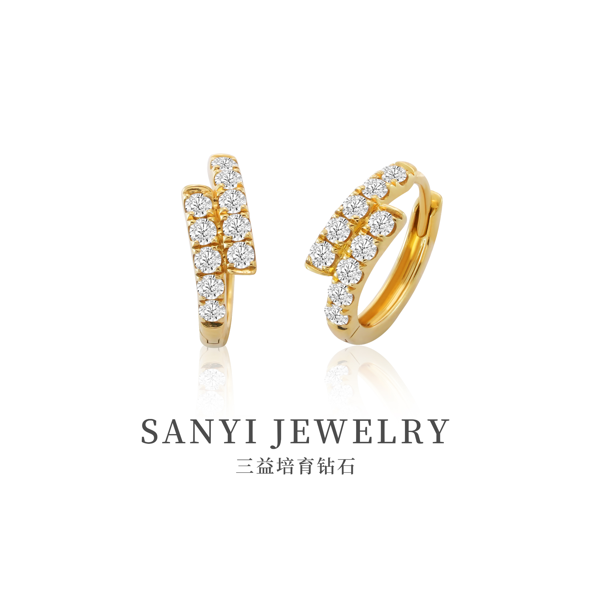 三益珠宝18k金【圆形抱抱耳圈-10mm】轻奢时尚耳扣耳饰B