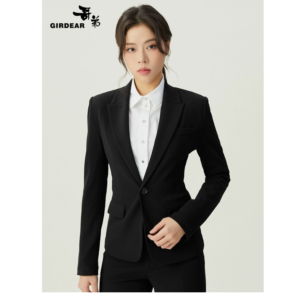 GIRDEAR/哥弟 气质通勤轻职风经典 一粒扣收腰西装外套 1400757