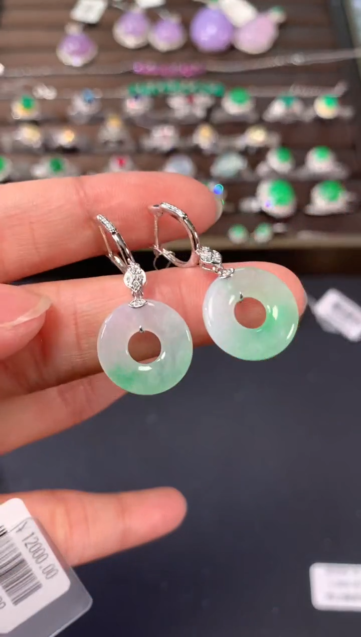 【闪购商品】翡翠耳饰18K金镶嵌A678|3980