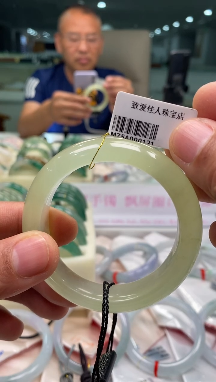未镶嵌岫玉手镯甜*滋三哥专属链接圈口54 编码0121 多样性发其一