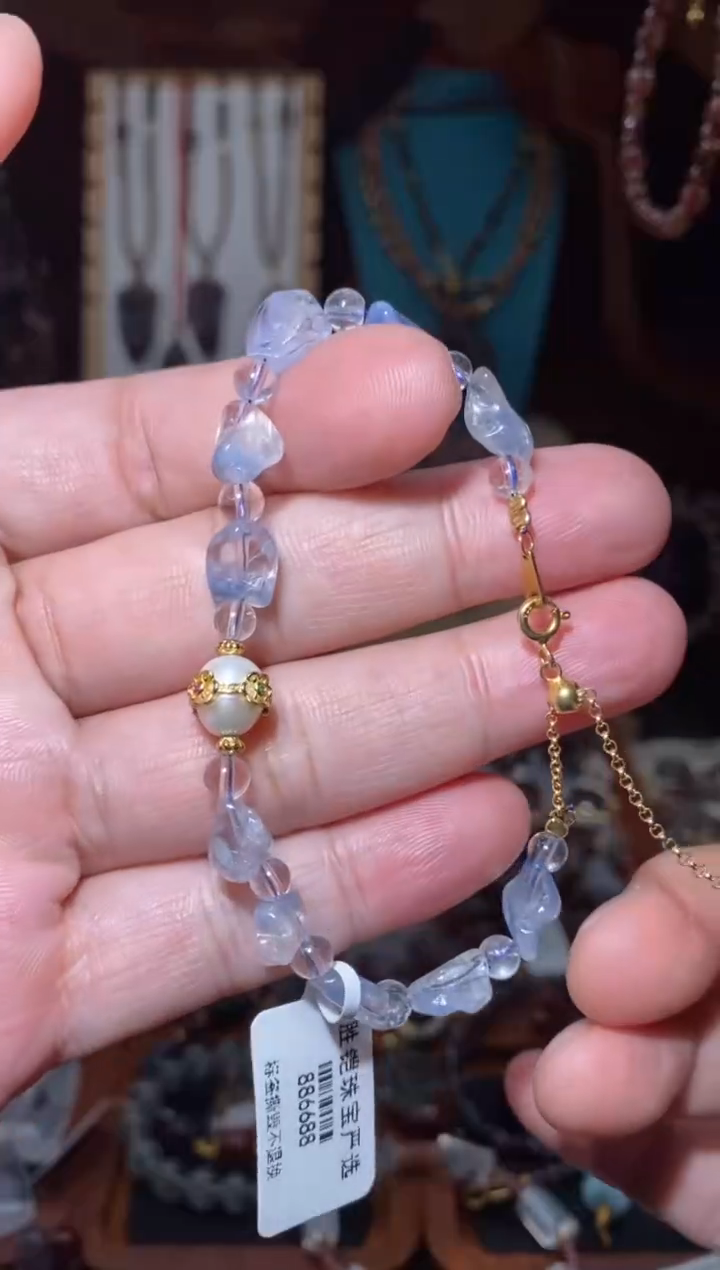 【闪购商品】水晶蓝线石随形手链未镶嵌多样性发一