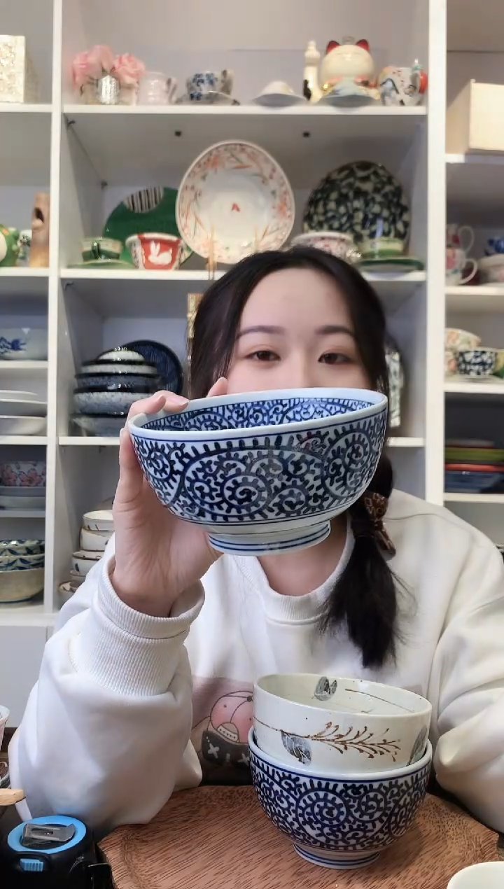 陶瓷【孤品】蛸唐草面碗16cm